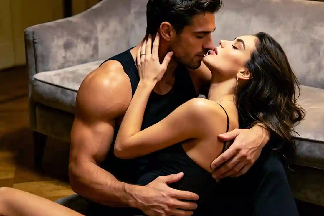 the couples hug together by enjoying pleasure of using arousellube gel 