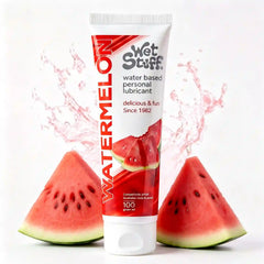 Edible water-based lubricant with watermelon flavor for pleasant glide, gentle & pH-friendly, 100% natural lubricant suitable for toys & latex condoms, 100 ml
