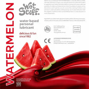 Edible water-based lubricant with watermelon flavor for pleasant glide, gentle & pH-friendly, 100% natural lubricant suitable for toys & latex condoms, 100 ml