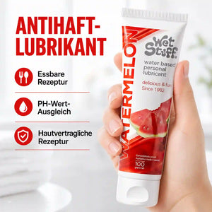 Edible water-based lubricant with watermelon flavor for pleasant glide, gentle & pH-friendly, 100% natural lubricant suitable for toys & latex condoms, 100 ml