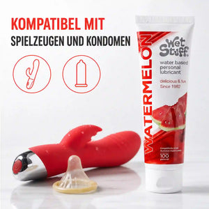 Edible water-based lubricant with watermelon flavor for pleasant glide, gentle & pH-friendly, 100% natural lubricant suitable for toys & latex condoms, 100 ml