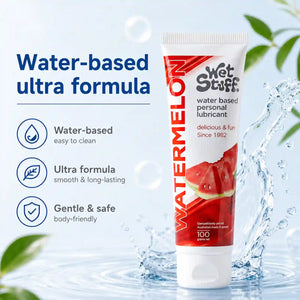 Edible water-based lubricant with watermelon flavor for pleasant glide, gentle & pH-friendly, 100% natural lubricant suitable for toys & latex condoms, 100 ml