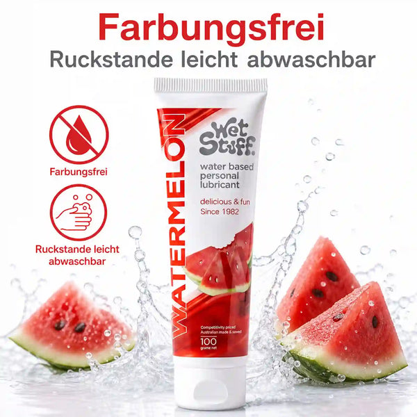 Edible water-based lubricant with watermelon flavor for pleasant glide, gentle & pH-friendly, 100% natural lubricant suitable for toys & latex condoms, 100 ml