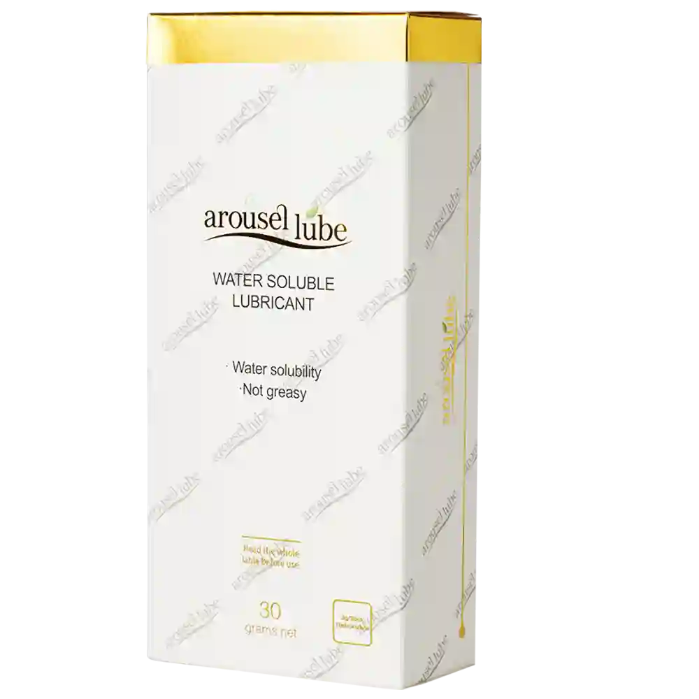 AuruselLube Water Soluble Lubricant retail box, white with gold accents and black text, shown on a white background with diagonal watermarks.