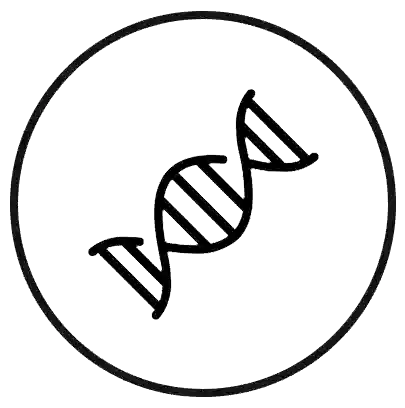arousellube Black DNA double helix symbol inside a circle on a white background