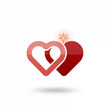 Two interlocking hearts with a starburst effect represent arousellube innovation 