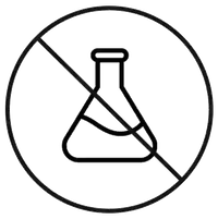 Prohibition symbol with a beaker inside a circle, indicating no entry or warning GMO arousellube in chemical free 
