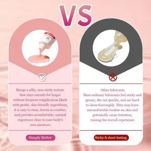 arouselube whoopee lube Comparison chart between a product and other lubricants on a pink background