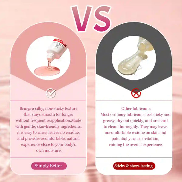 arouselube whoopee lube Comparison chart between a product and other lubricants on a pink background