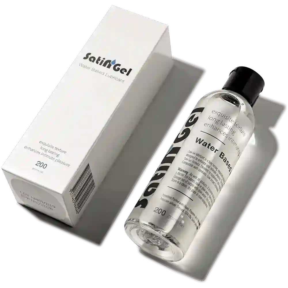 arousellube  Satisf gel bottle and packaging on a white background