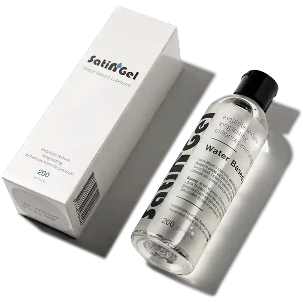 arousellube  Satisf gel bottle and packaging on a white background