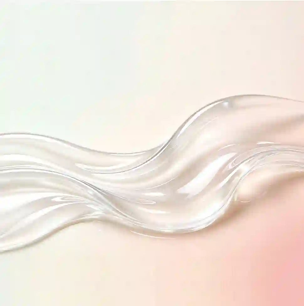Liquid sex gel texture on a light pink background