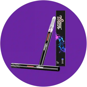 arousellube Two black vape pens with a branded box on a purple background