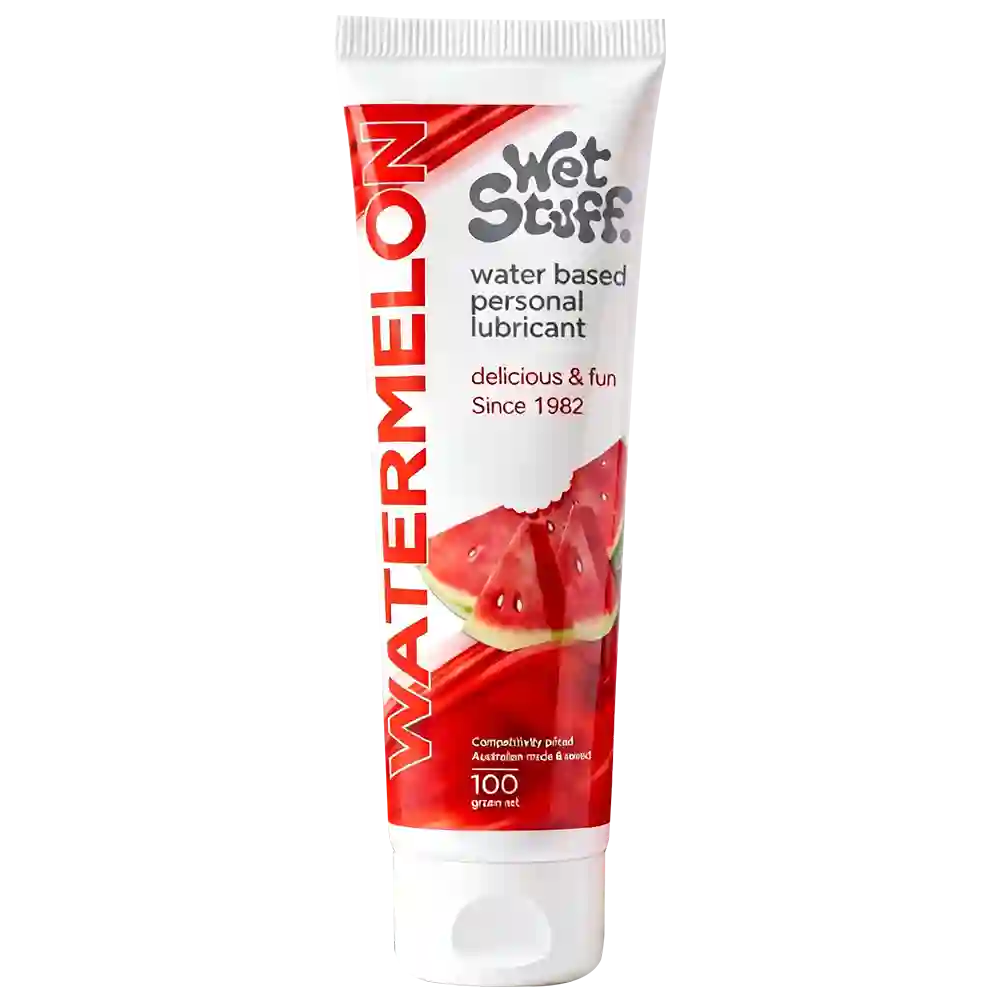 Edible water-based lubricant with watermelon flavor for pleasant glide, gentle & pH-friendly, 100% natural lubricant suitable for toys & latex condoms, 100 ml